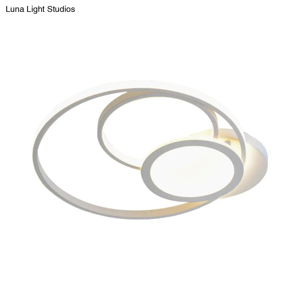 Acrylic Flush Mount Led Ceiling Lamp In White/Black - Modern Multi - Hoop Design Warm Light