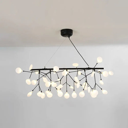 Acrylic Leaf-Shaped Led Hanging Light Fixture For Dining Room - Modern Island Lighting 45 / Black