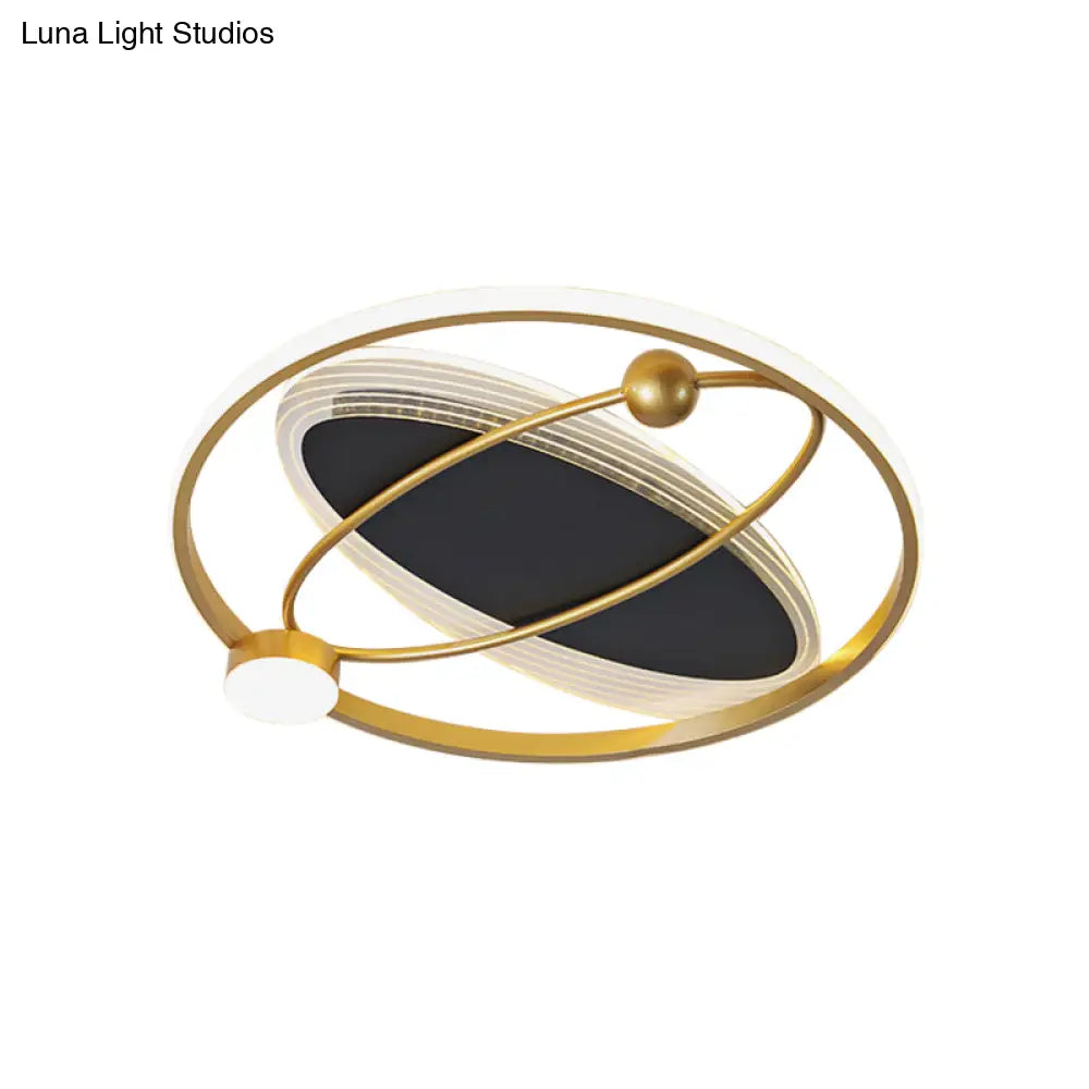 Acrylic Led Bedroom Flush Mount Light: Modern Gold Ceiling Fixture