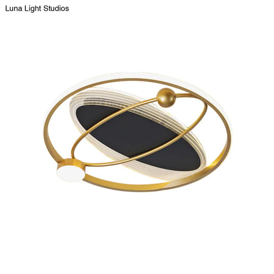 Acrylic Led Bedroom Flush Mount Light: Modern Gold Ceiling Fixture