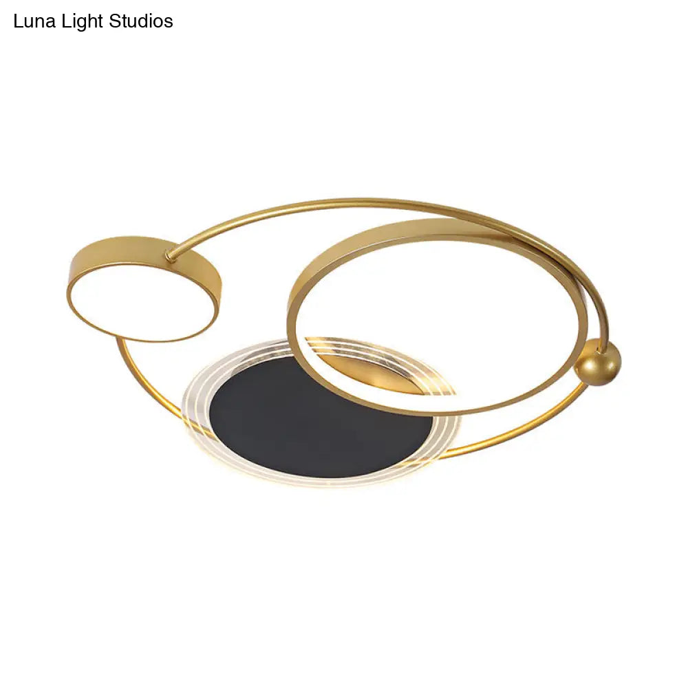 Acrylic Led Bedroom Flush Mount Light: Modern Gold Ceiling Fixture