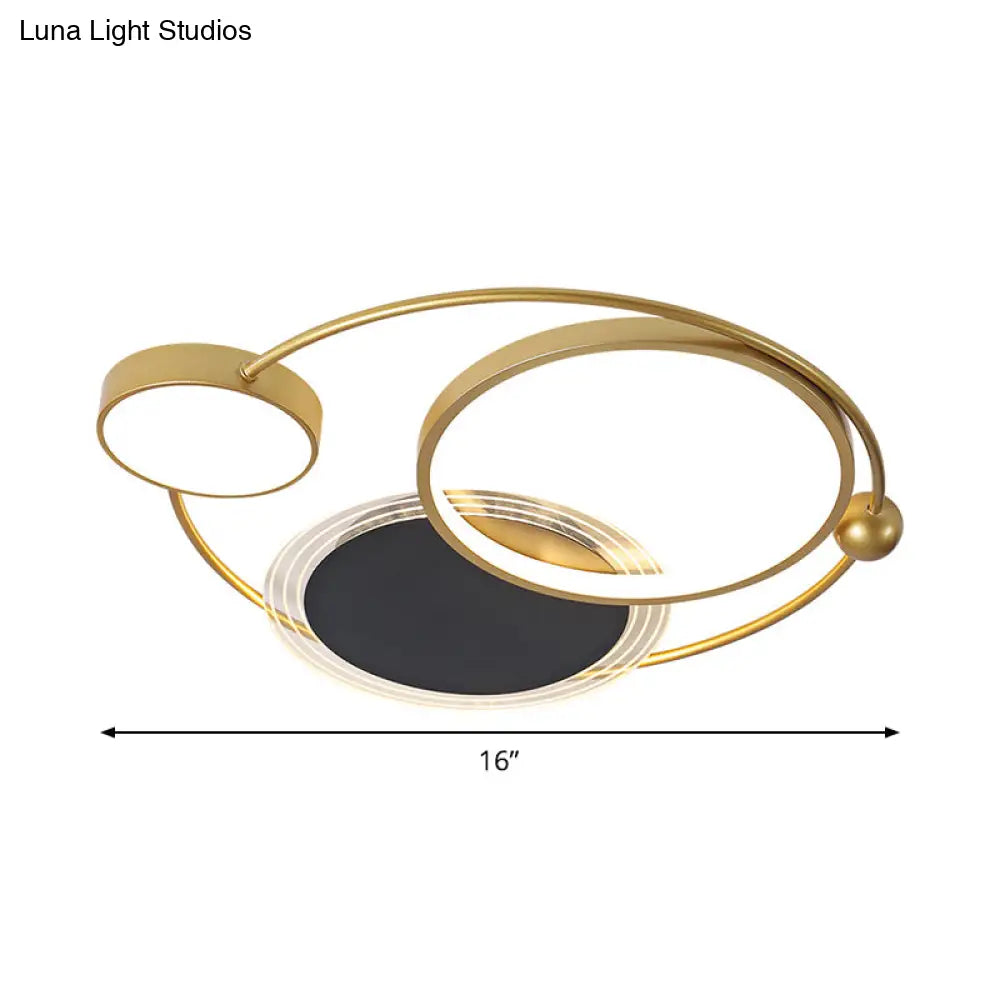 Acrylic Led Bedroom Flush Mount Light: Modern Gold Ceiling Fixture