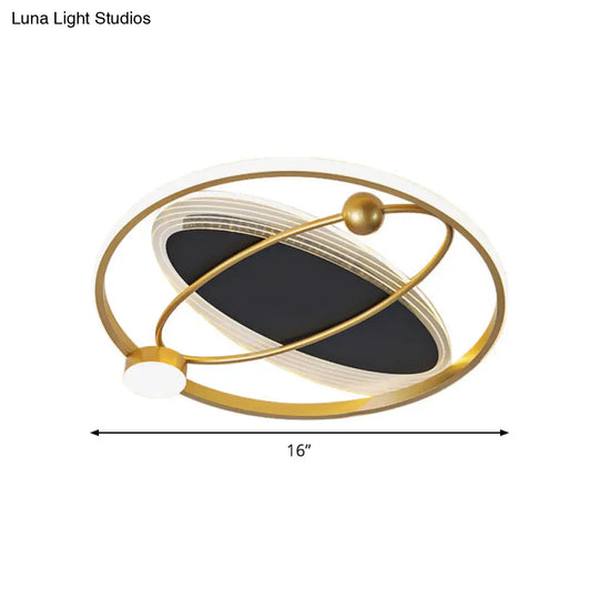 Acrylic Led Bedroom Flush Mount Light: Modern Gold Ceiling Fixture