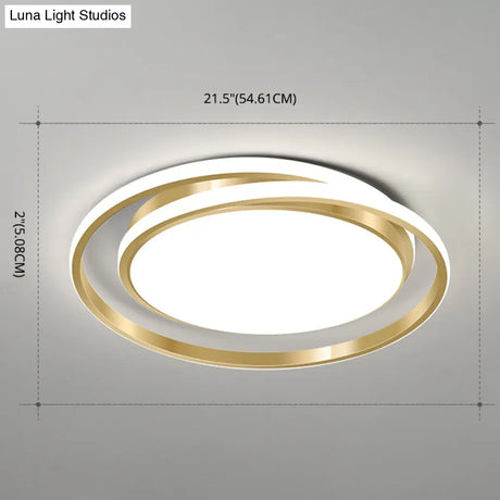 Acrylic Led Ceiling Lamp In Brushed Gold - Simple Style Flush Mount For Bedroom