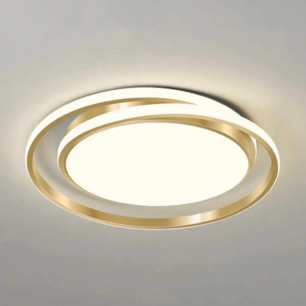 Acrylic Led Ceiling Lamp In Brushed Gold - Simple Style Flush Mount For Bedroom / 18 Remote Control