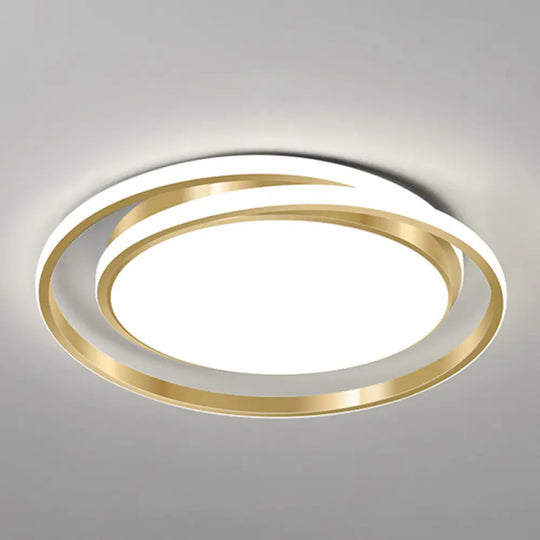 Acrylic Led Ceiling Lamp In Brushed Gold - Simple Style Flush Mount For Bedroom / 18 White