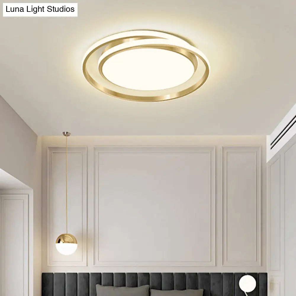 Acrylic Led Ceiling Lamp In Brushed Gold - Simple Style Flush Mount For Bedroom