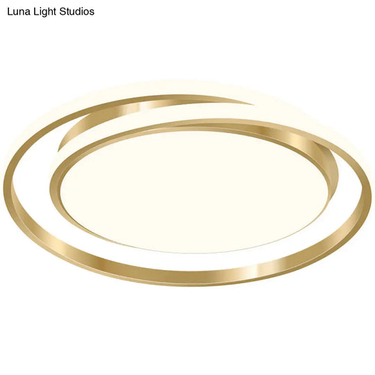 Acrylic Led Ceiling Lamp In Brushed Gold - Simple Style Flush Mount For Bedroom