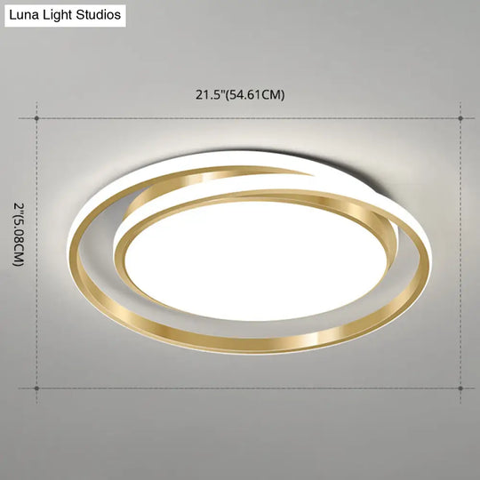 Acrylic Led Ceiling Lamp In Brushed Gold - Simple Style Flush Mount For Bedroom