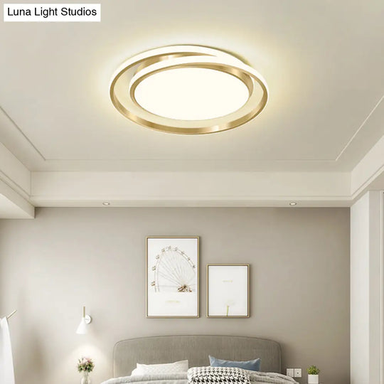 Acrylic Led Ceiling Lamp In Brushed Gold - Simple Style Flush Mount For Bedroom