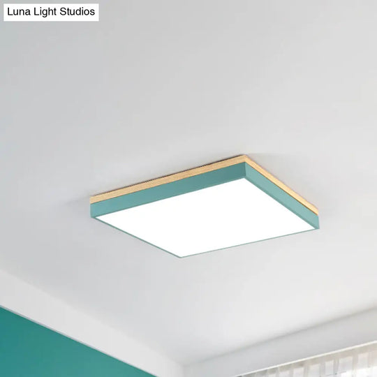 Acrylic Led Ceiling Light For Baby Room & Hallway - Macaron Loft Square Flush Lamp