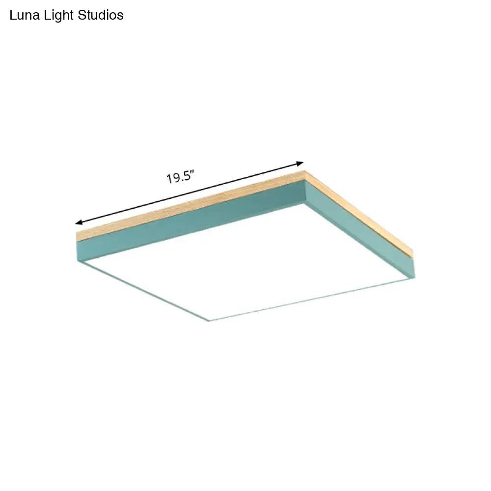 Acrylic Led Ceiling Light For Baby Room & Hallway - Macaron Loft Square Flush Lamp
