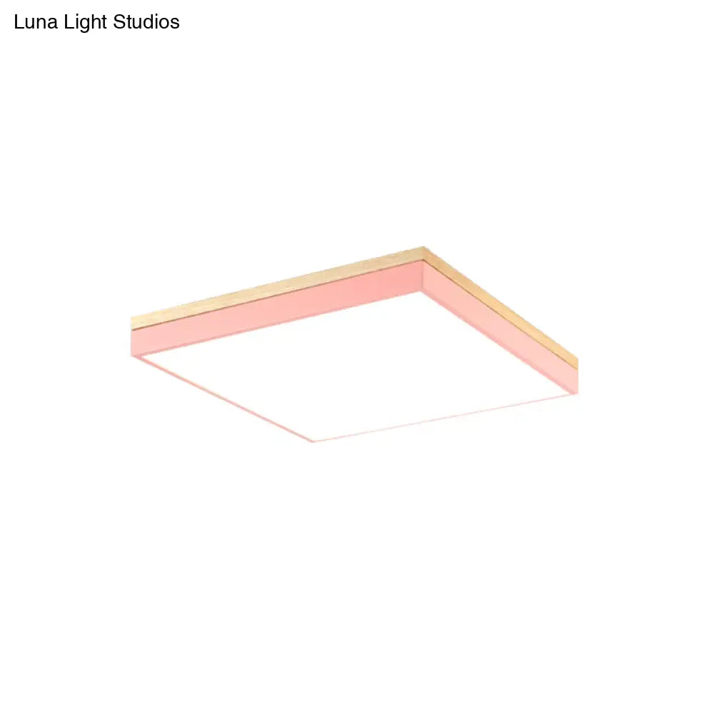 Acrylic Led Ceiling Light For Baby Room & Hallway - Macaron Loft Square Flush Lamp