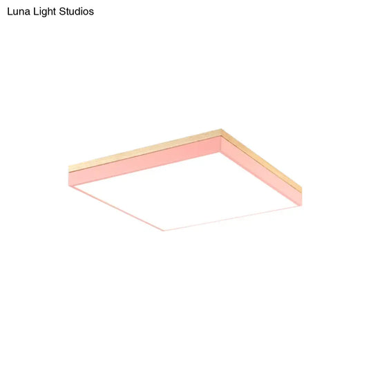 Acrylic Led Ceiling Light For Baby Room & Hallway - Macaron Loft Square Flush Lamp