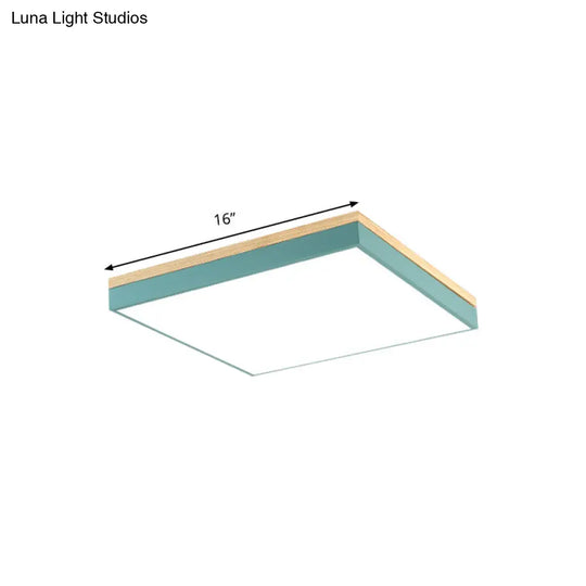 Acrylic Led Ceiling Light For Baby Room & Hallway - Macaron Loft Square Flush Lamp
