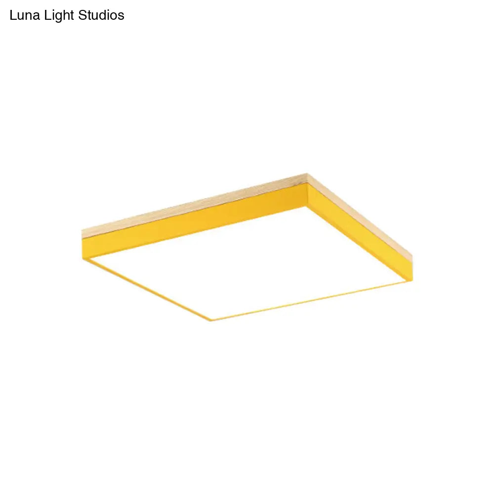 Acrylic Led Ceiling Light For Baby Room & Hallway - Macaron Loft Square Flush Lamp