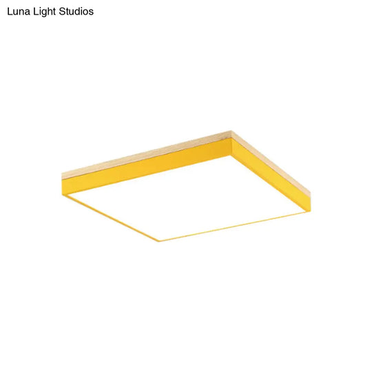 Acrylic Led Ceiling Light For Baby Room & Hallway - Macaron Loft Square Flush Lamp
