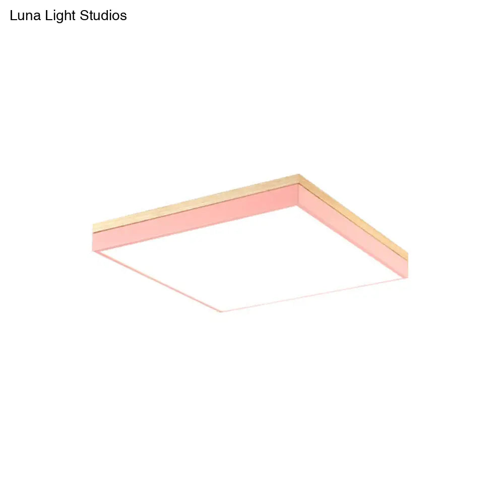 Acrylic Led Ceiling Light For Baby Room & Hallway - Macaron Loft Square Flush Lamp