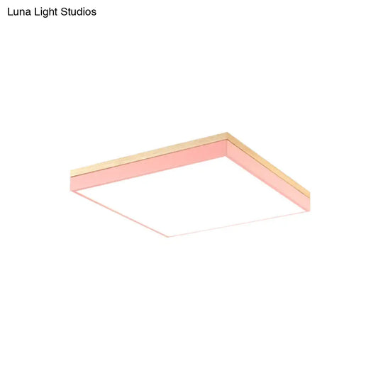 Acrylic Led Ceiling Light For Baby Room & Hallway - Macaron Loft Square Flush Lamp
