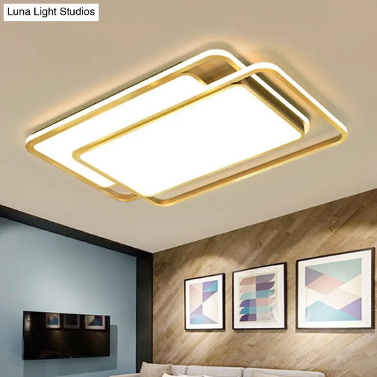 Acrylic Led Flush Ceiling Light - Contemporary Gold Flush-Mount Fixture For Living Room