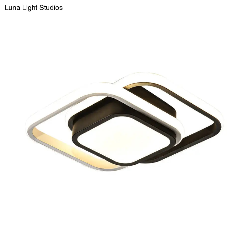Acrylic Led Flushmount Simplicity Black-White Ceiling Light For Dress Room - Warm/White