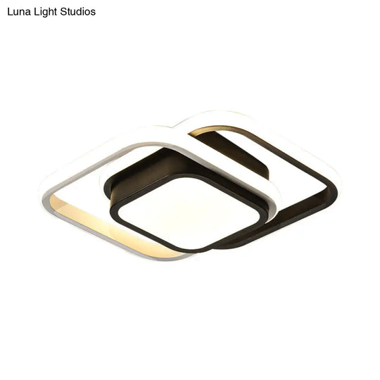 Acrylic Led Flushmount Simplicity Black-White Ceiling Light For Dress Room - Warm/White