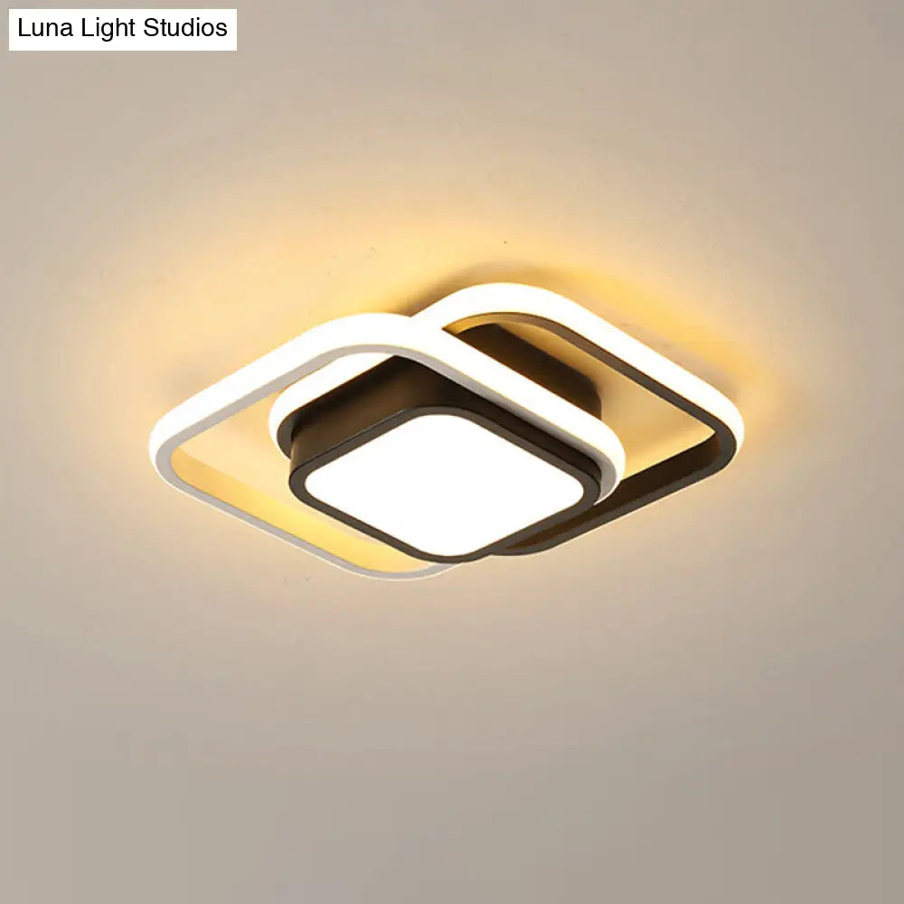 Acrylic Led Flushmount Simplicity Black-White Ceiling Light For Dress Room - Warm/White