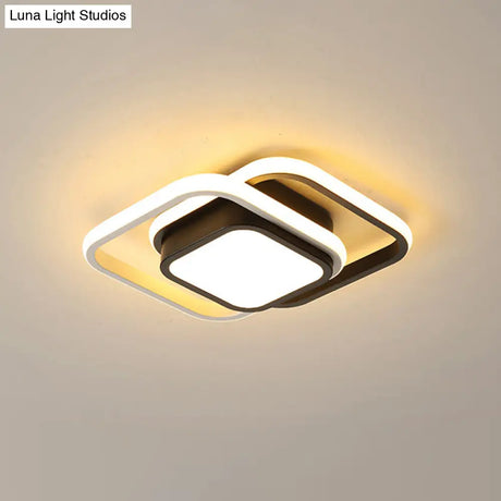 Acrylic Led Flushmount Simplicity Black-White Ceiling Light For Dress Room - Warm/White