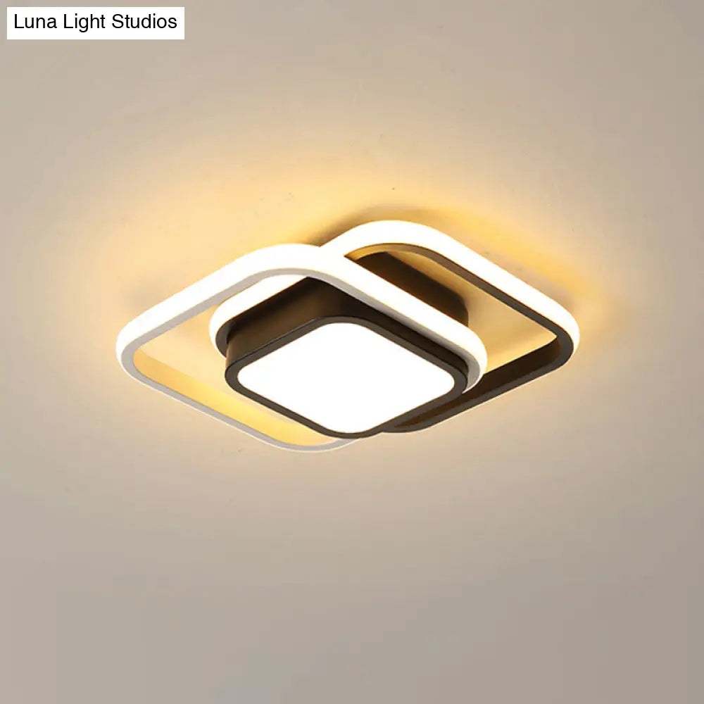 Acrylic Led Flushmount Simplicity Black-White Ceiling Light For Dress Room - Warm/White