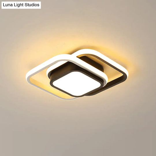 Acrylic Led Flushmount Simplicity Black-White Ceiling Light For Dress Room - Warm/White