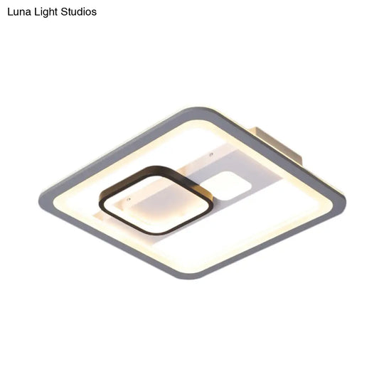 Acrylic Led Grey Ceiling Light In Warm/White - 16’/19.5’/23.5’ Square Flush Mount