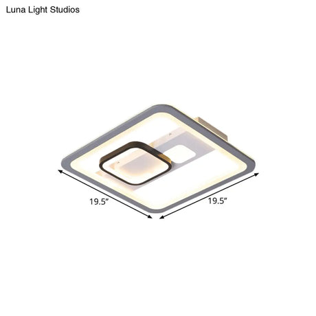 Acrylic Led Grey Ceiling Light In Warm/White - 16’/19.5’/23.5’ Square Flush Mount