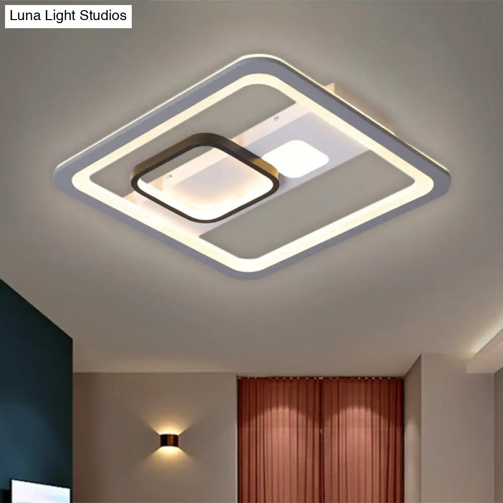Acrylic Led Grey Ceiling Light In Warm/White - 16/19.5/23.5 Square Flush Mount