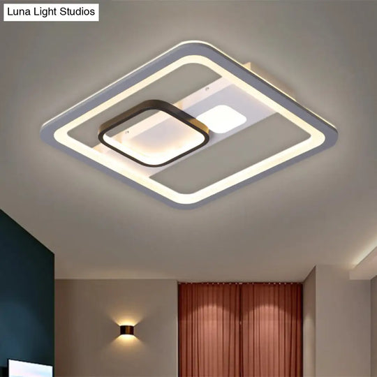 Acrylic Led Grey Ceiling Light In Warm/White - 16/19.5/23.5 Square Flush Mount