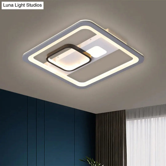 Acrylic Led Grey Ceiling Light In Warm/White - 16’/19.5’/23.5’ Square Flush Mount / 16’ White
