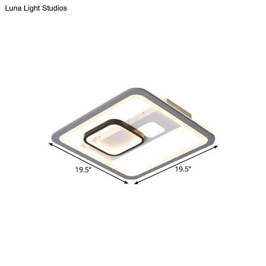 Acrylic Led Grey Ceiling Light In Warm/White - 16’/19.5’/23.5’ Square Flush Mount