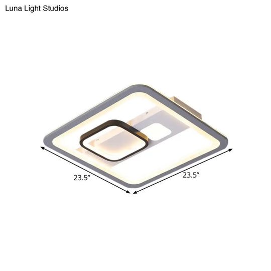 Acrylic Led Grey Ceiling Light In Warm/White - 16’/19.5’/23.5’ Square Flush Mount