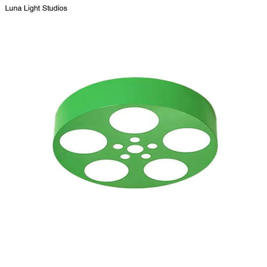 Acrylic Led Kids Flush Mount Lighting In Vibrant Red/Yellow/Blue – Rounded Nursery Room Fixture