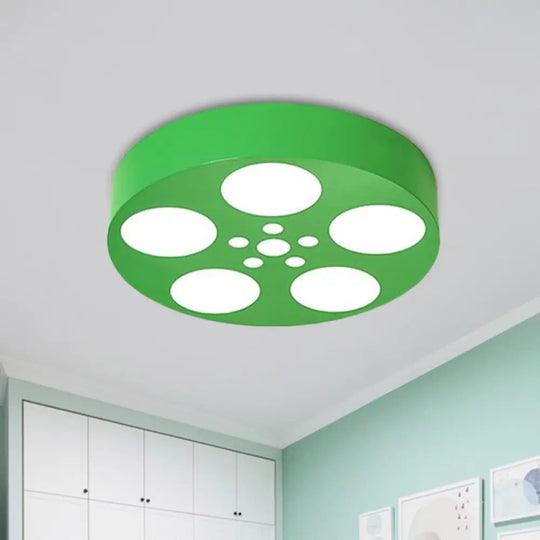 Acrylic Led Kids Flush Mount Lighting In Vibrant Red/Yellow/Blue – Rounded Nursery Room Fixture