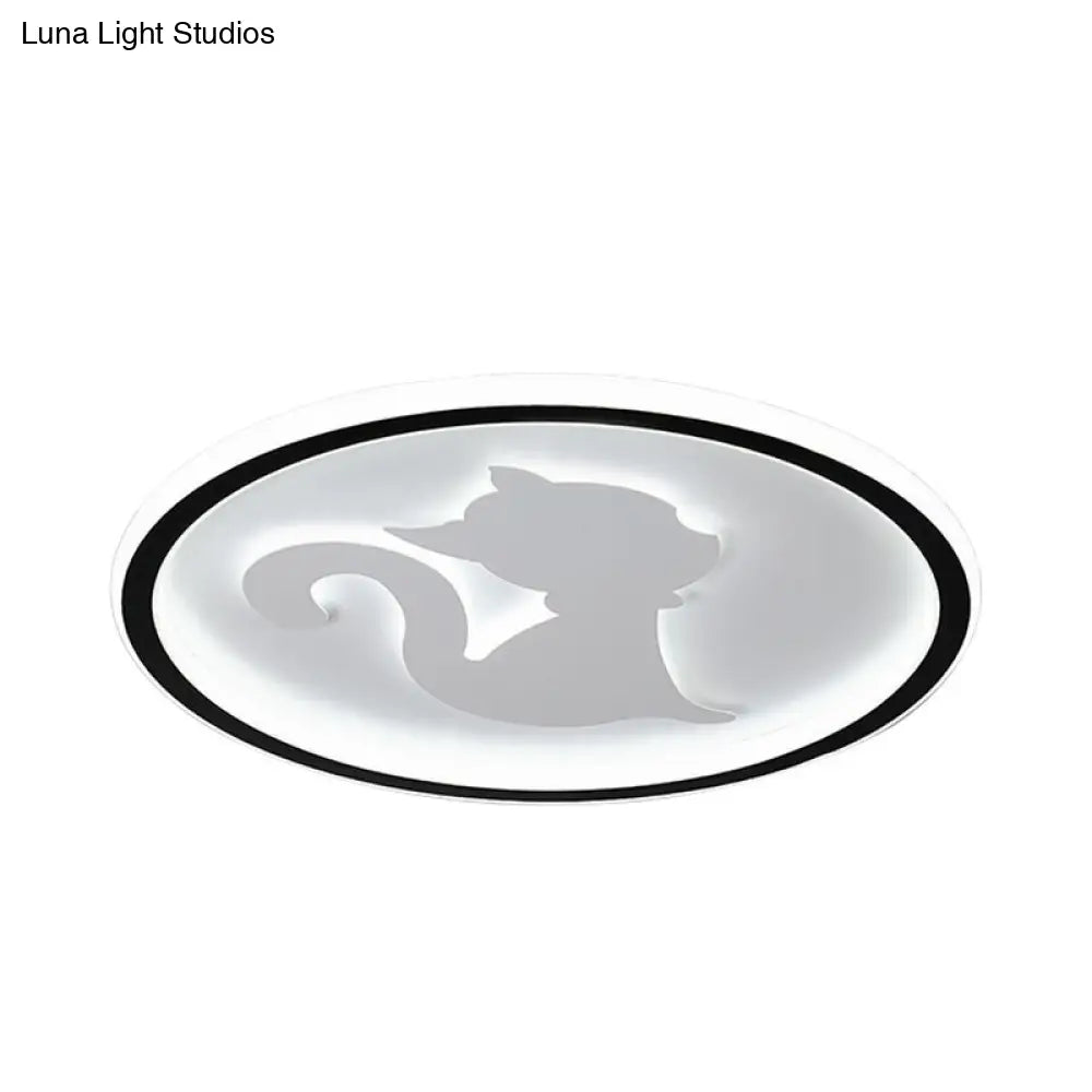 Acrylic Led Kitten Ceiling Fixture - Animal Inspired Light For Bedroom And Nursery White /