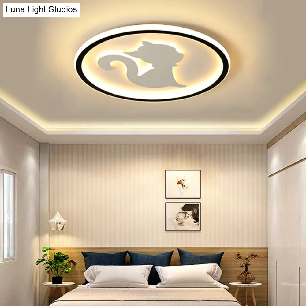 Acrylic Led Kitten Ceiling Fixture - Animal Inspired Light For Bedroom And Nursery White / Warm