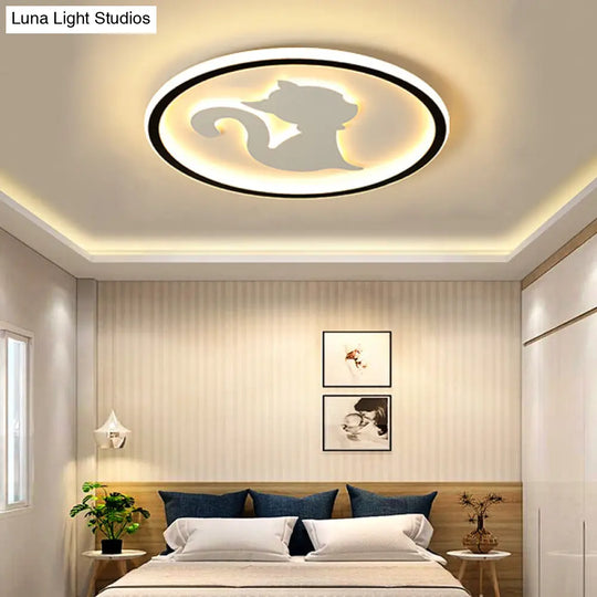 Acrylic Led Kitten Ceiling Fixture - Animal Inspired Light For Bedroom And Nursery White / Warm