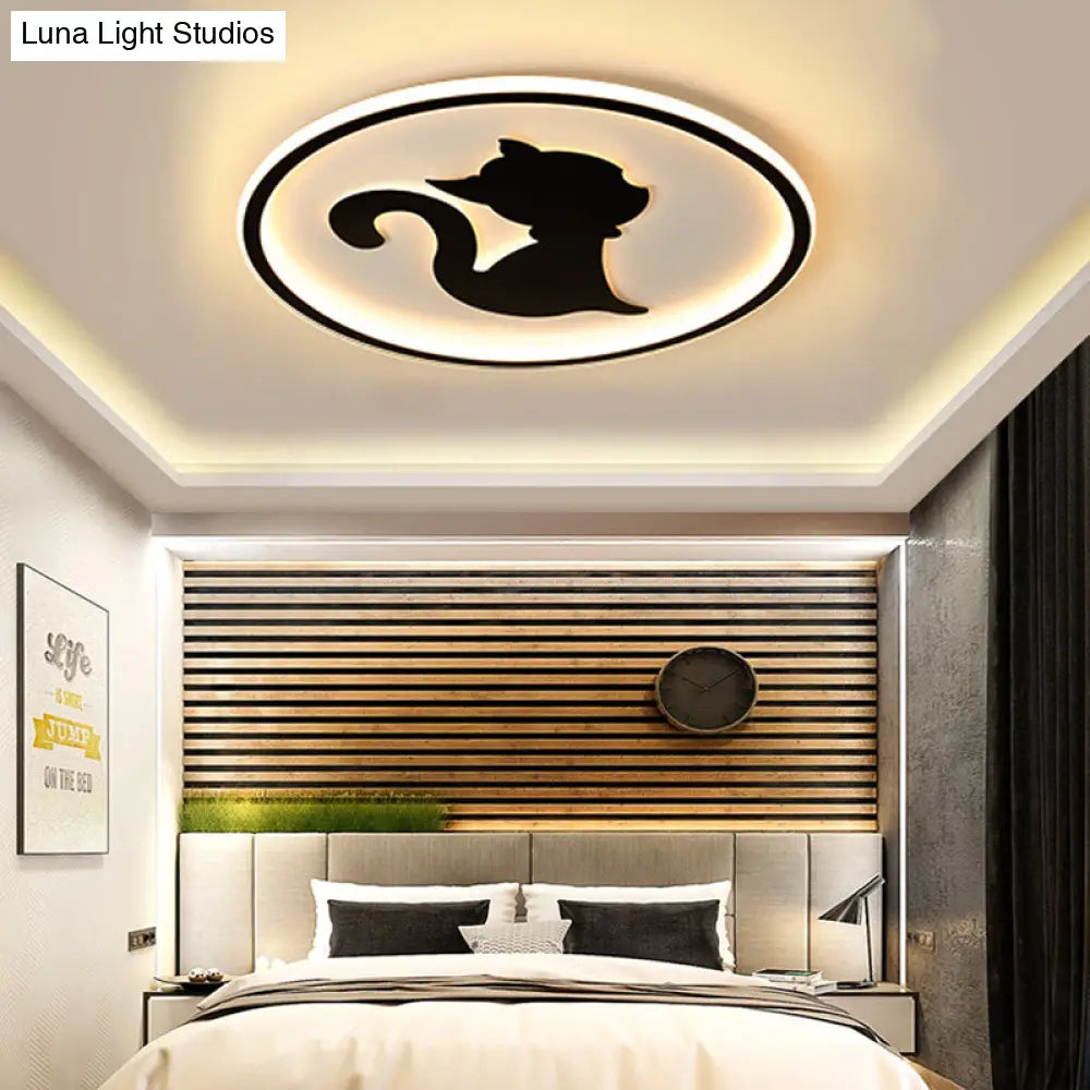 Acrylic Led Kitten Ceiling Fixture - Animal Inspired Light For Bedroom And Nursery Black / Warm