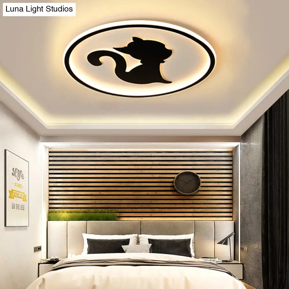 Acrylic Led Kitten Ceiling Fixture - Animal Inspired Light For Bedroom And Nursery Black / Warm
