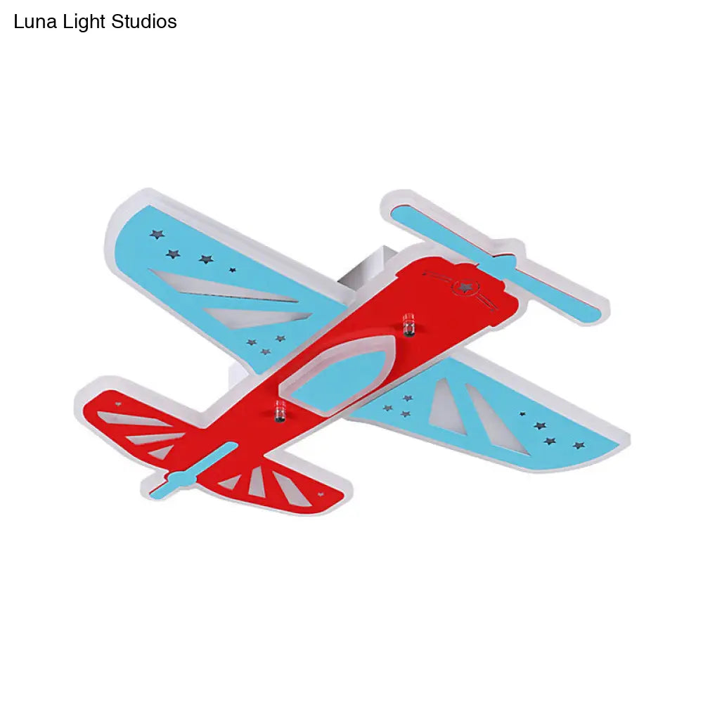 Acrylic Led Plane Shape Flush Ceiling Light For Boys Room In Red And Blue