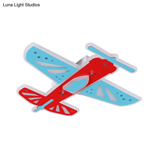 Acrylic Led Plane Shape Flush Ceiling Light For Boy’s Room In Red And Blue
