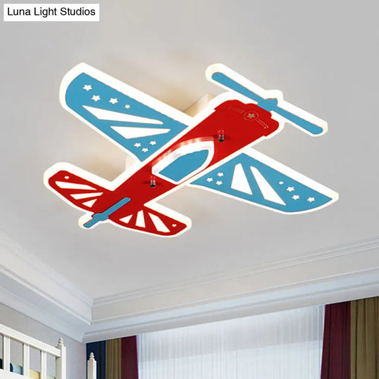 Acrylic Led Plane Shape Flush Ceiling Light For Boys Room In Red And Blue
