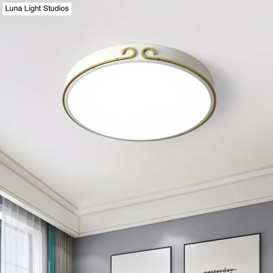 Acrylic Led Round Flushmount Macaron Fixture In White/Grey/Green - Headband Deco