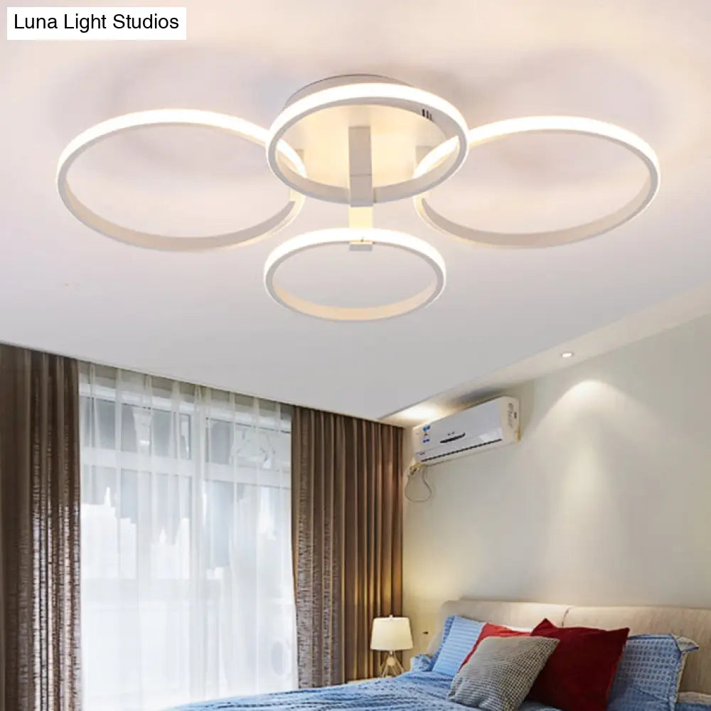 Acrylic Led Semi Flush Mount Ceiling Light In Warm/White With Simple Design - Available 4/6/8 Lights