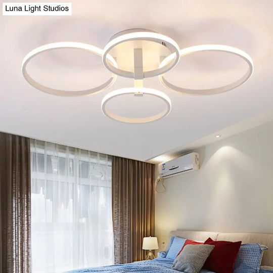 Acrylic Led Semi Flush Mount Ceiling Light In Warm/White With Simple Design - Available 4/6/8 Lights